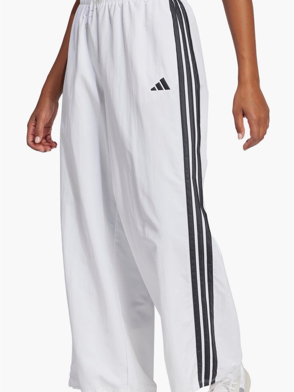 adidas White Wide-Leg Sweatpants with Black Side Stripes